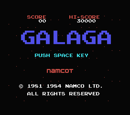 Galaga title screen for MSX